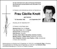 Traueranzeige Cäcilia Knott