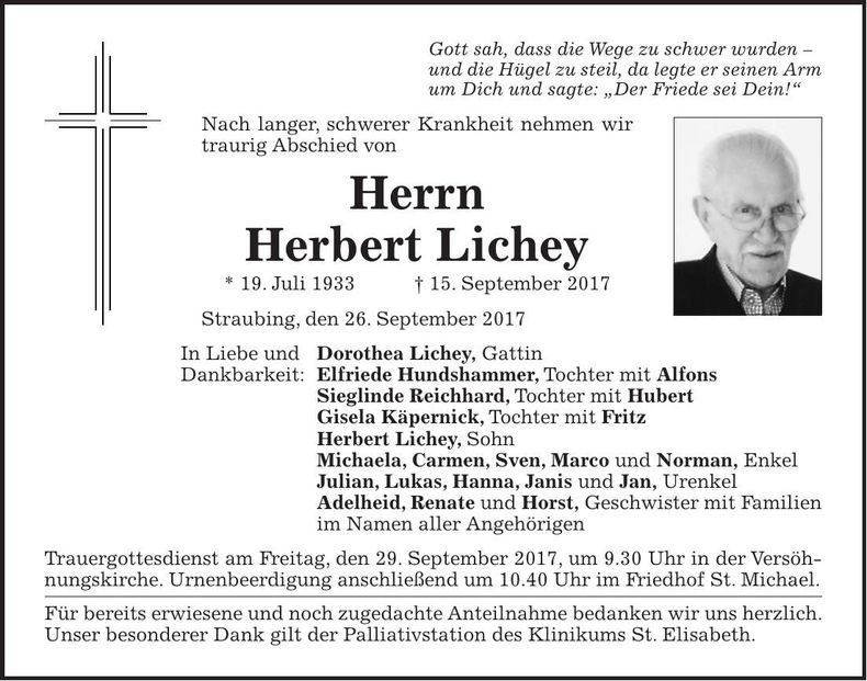 Traueranzeige Herbert Lichey