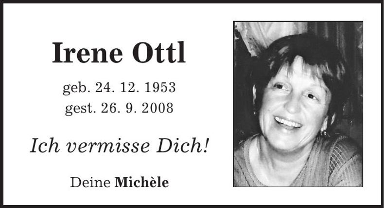 Traueranzeige Irene Ottl