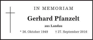 Traueranzeige Gerhard Pfanzelt