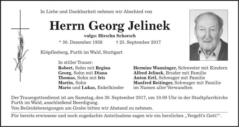 Traueranzeige Georg Jelinek