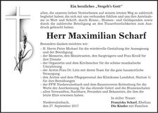 Traueranzeige Maximilian Scharf