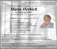 Traueranzeige Maria Herbich