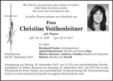 Traueranzeige Christine Voithenleitner