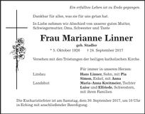 Traueranzeige Marianne Linner