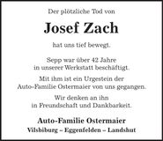 Traueranzeige Josef Zach