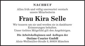 Traueranzeige Kira Selle