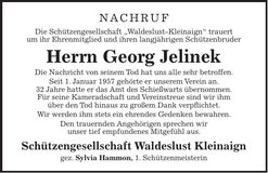 Traueranzeige Georg Jelinek