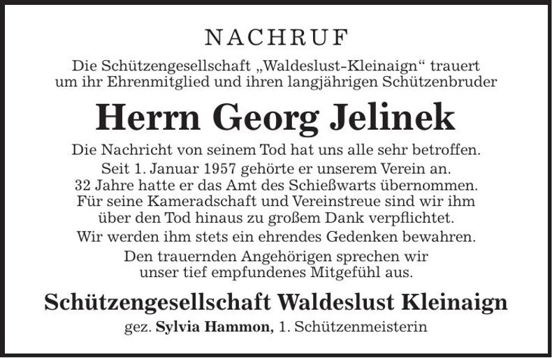 Traueranzeige Georg Jelinek
