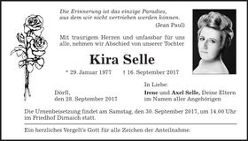 Traueranzeige Kira Selle