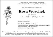 Traueranzeige Rosa Woschek