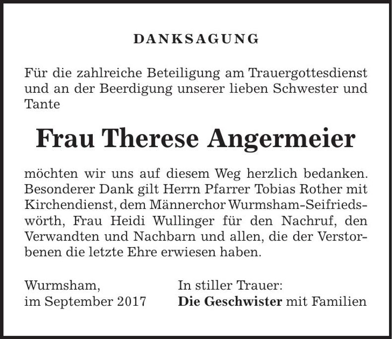 Traueranzeige Therese Angermeier