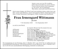 Traueranzeige Irmengard Wittmann