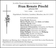 Traueranzeige Renate Pöschl