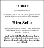 Traueranzeige Kira Selle
