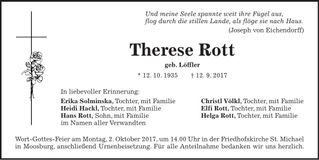 Traueranzeige Therese Rott
