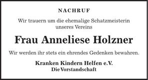 Traueranzeige Anneliese Holzner