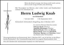 Traueranzeige Ludwig Knab