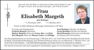 Traueranzeige Elisabeth Margeth