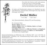 Traueranzeige Detlef Müller