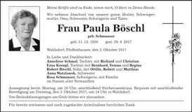 Traueranzeige Paula Böschl