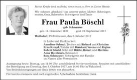 Traueranzeige Paula Böschl