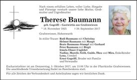 Traueranzeige Therese Baumann