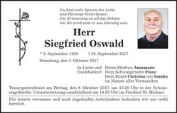 Traueranzeige Siegfried Oswald