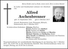 Traueranzeige Alfred Aschenbrenner