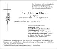 Traueranzeige Emma Maier