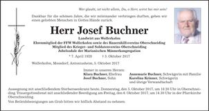Traueranzeige Josef Buchner