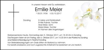 Traueranzeige Emilie Meier
