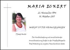 Traueranzeige Maria Eckert