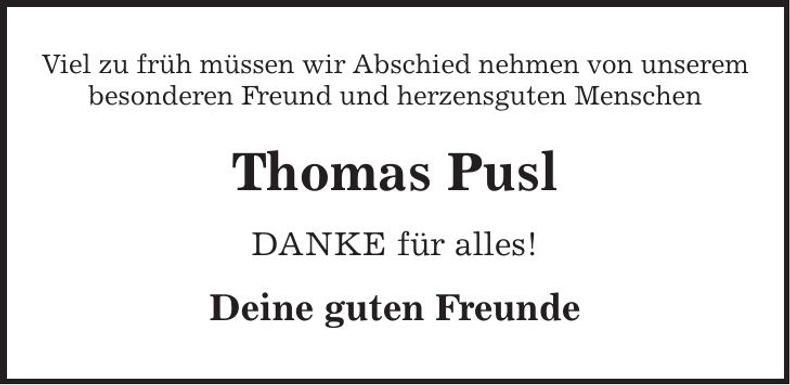 Traueranzeige Thomas Pusl