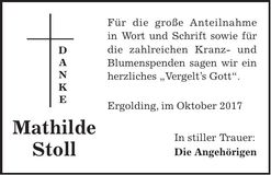 Traueranzeige Mathilde Stoll