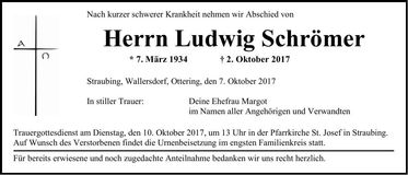 Traueranzeige Ludwig Schrömer