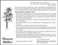 Traueranzeige Therese Müller