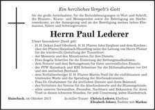 Traueranzeige Paul Lederer
