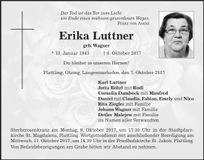 Traueranzeige Erika Luttner