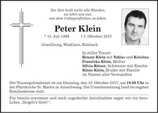 Traueranzeige Peter Klein