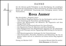 Traueranzeige Rosa Aumer