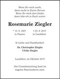 Traueranzeige Rosemarie Ziegler