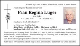Traueranzeige Regina Luger