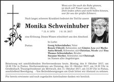 Traueranzeige Monika Schweinhuber