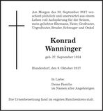 Traueranzeige Konrad Wanninger