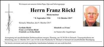 Traueranzeige Franz Röckl