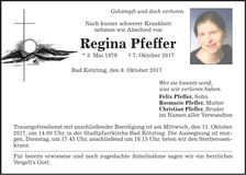Traueranzeige Regina Pfeffer