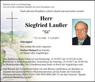 Traueranzeige Siegfried Laußer