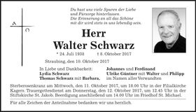 Traueranzeige Walter Schwarz