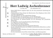Traueranzeige Ludwig Aschenbrenner